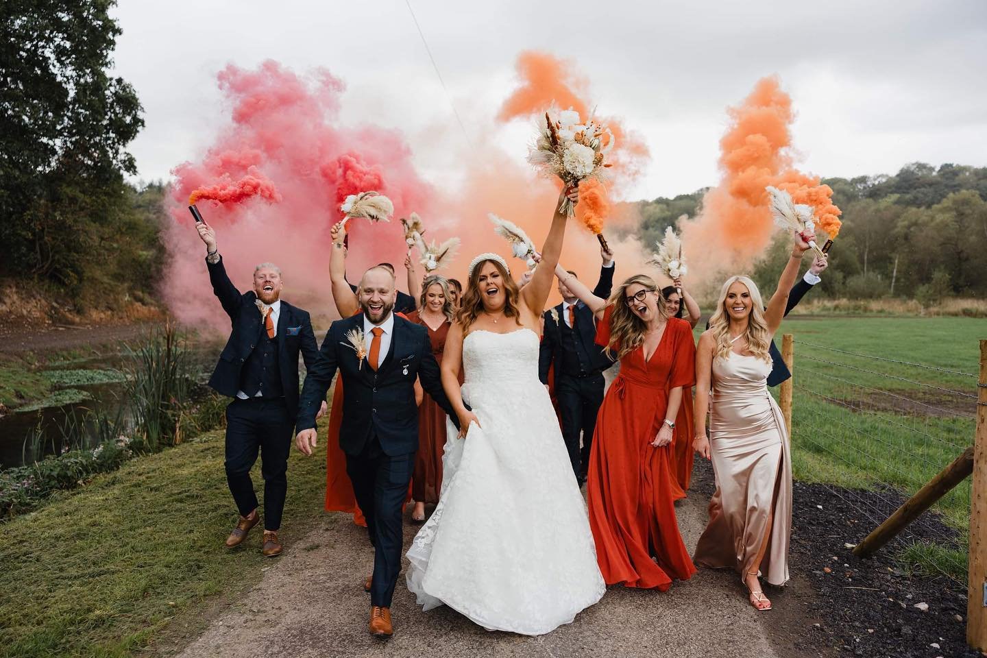 Introducing the NEW Mr &amp; Mrs Brown!

Incredible day over at @whitebottomfarm_weddings for Lauren and Ste&rsquo;s wedding yesterday which had the festival themed vibes going off! 🌈 also with the smoke bombs! 

What a day this was!