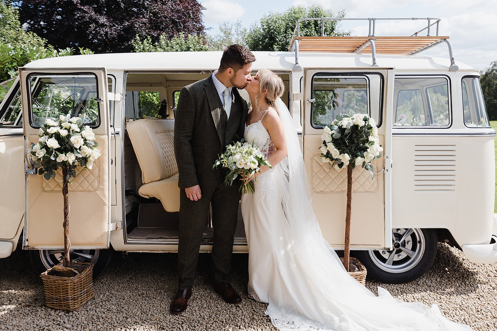 Bride and groom portraits at Hyde Bank Farm wedding venue in Stockport