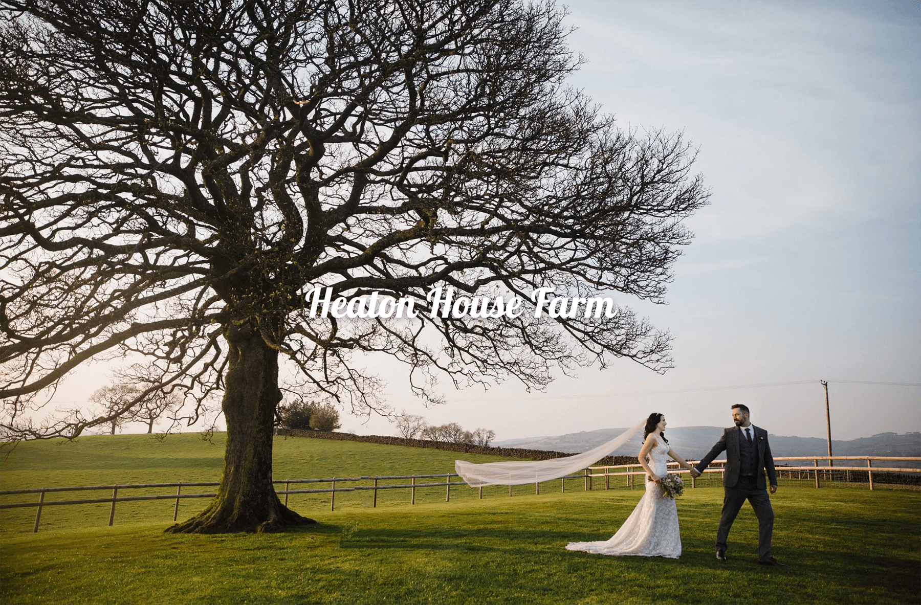 Heaton House Farm wedding photography showcase link featuring countryside wedding portrait