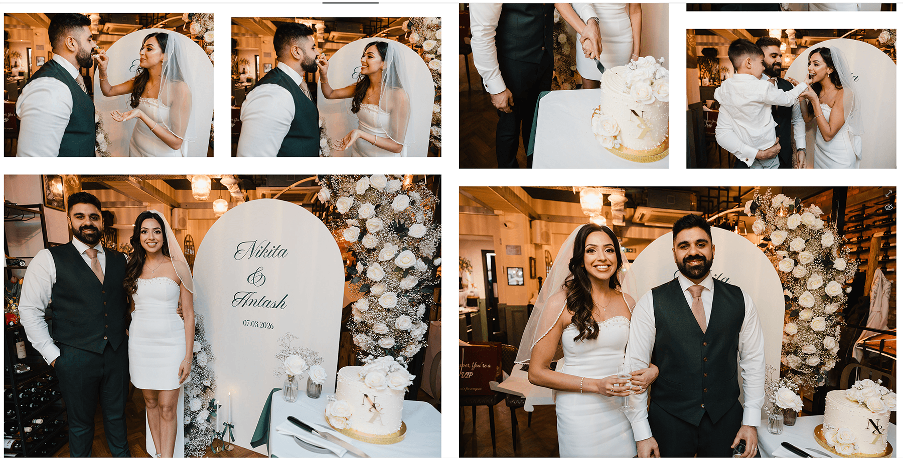 Pic-Time gallery screenshot displaying ceremony thumbnails of the bride arriving at the aisle and meeting the groom.