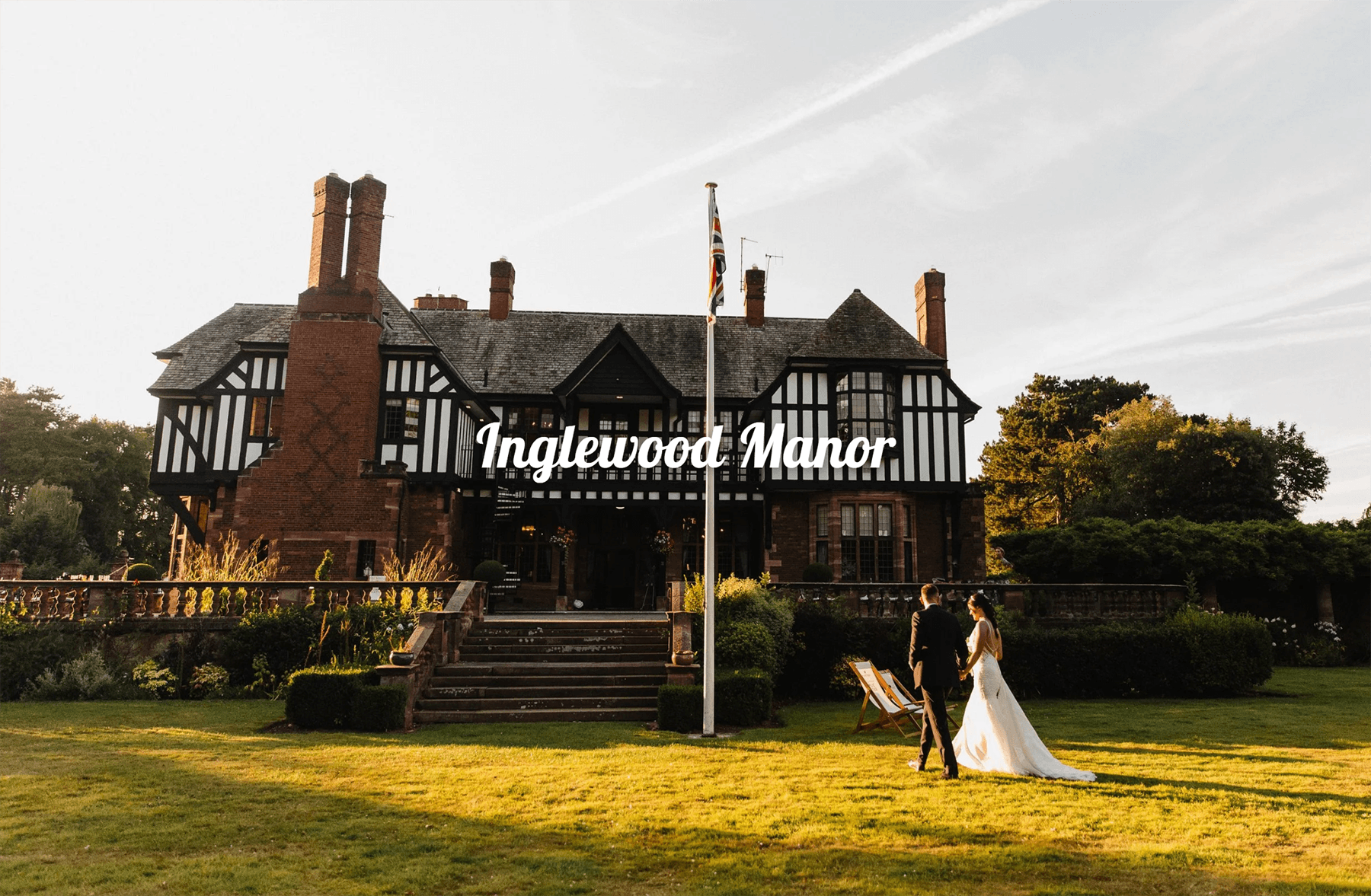 Inglewood Manor wedding photography showcase link featuring manor house lawn portrait