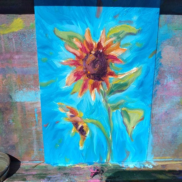 markdaehlinart.com 
#sunflowers #goldenratio #bliss
#pleinair #art #garden #perennial
#goldfinch