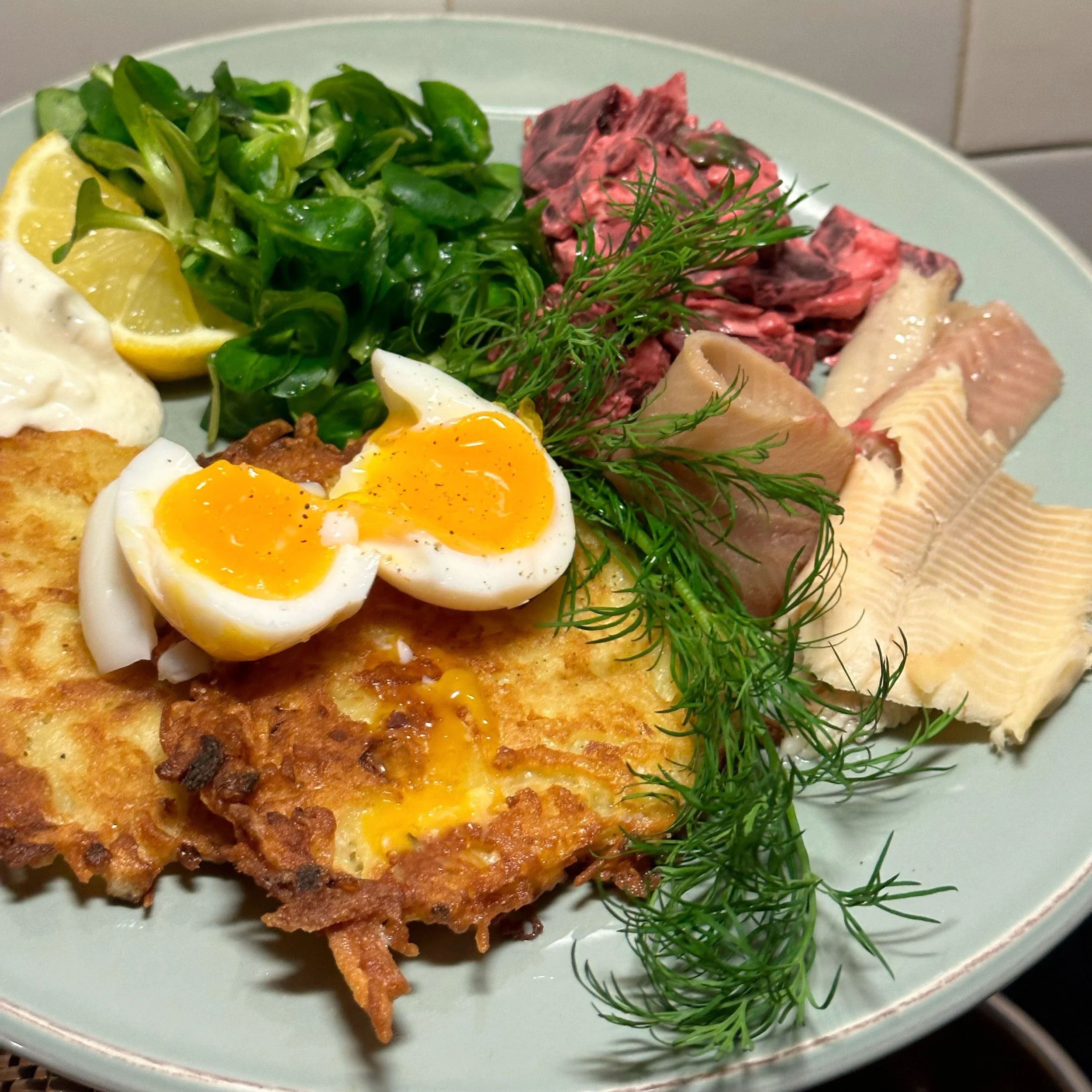 Aardappel rösti met gerookte zalm