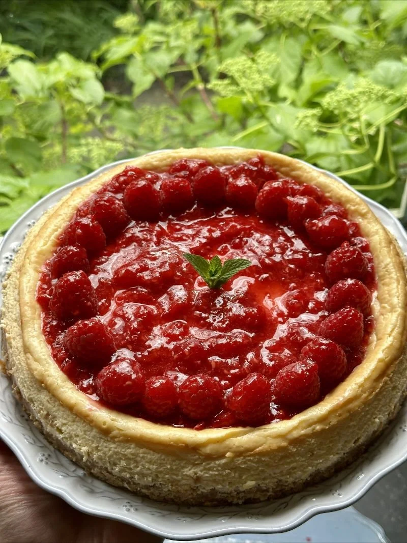 Citroen cheesecake met frambozen