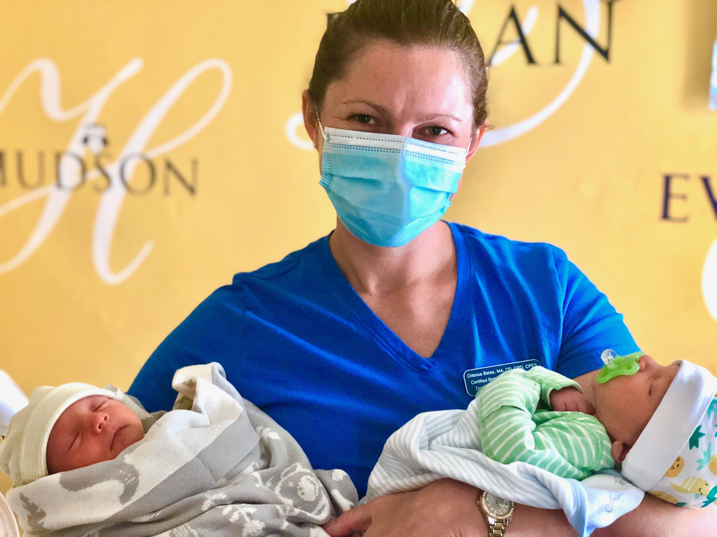 me and twins H and E with mask.JPG