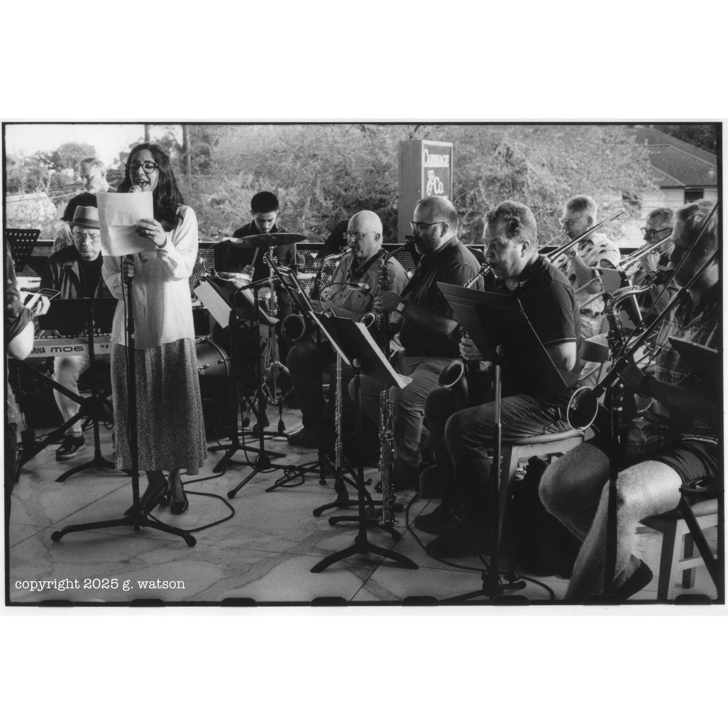 Last month I had the pleasure of seeing the @woody.witt Big Band performing selections from Cowboy BeeBop at @echoeshtx. Hearing a big band like this live is quite a thrill. The first of these two shots was made during the rehearsal. The night shot w