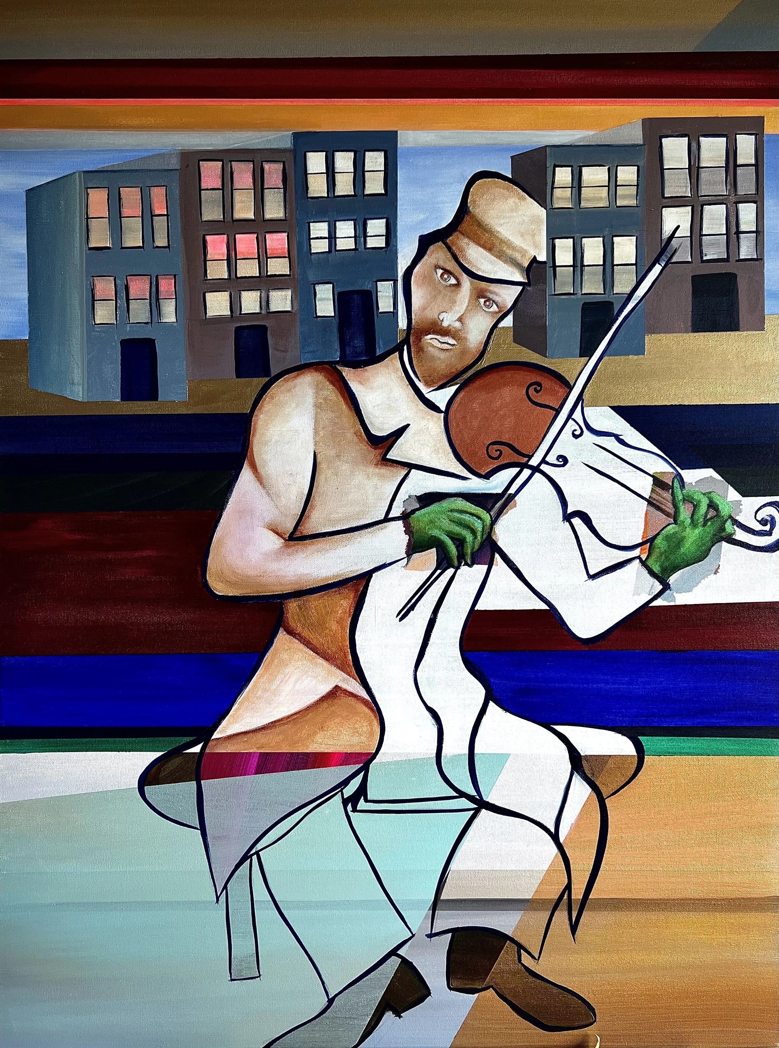 Green Violinist in Brooklyn