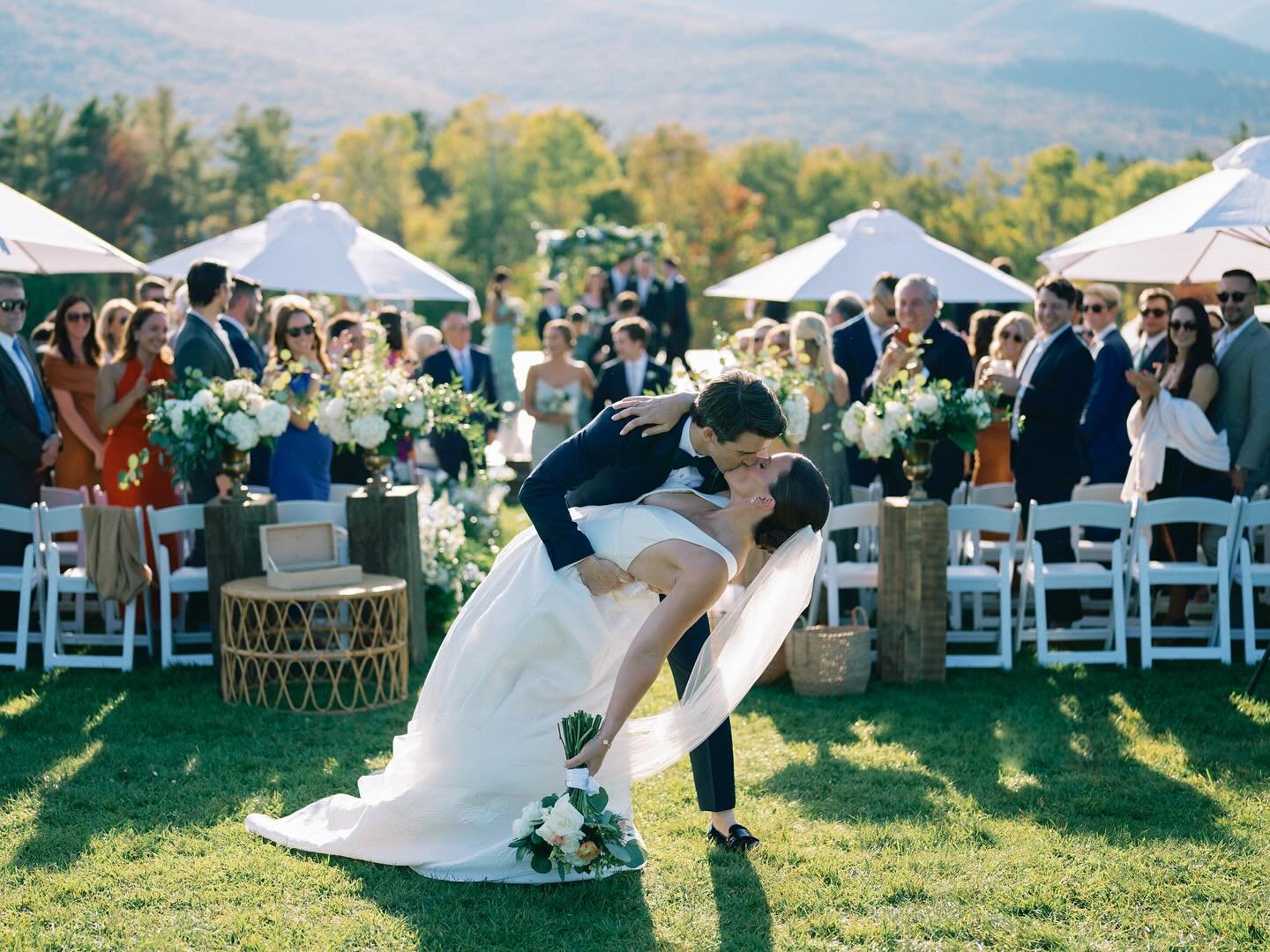 Danielle and Matt on the most gorgeous Vermont day 🍁⛰️ 

. . .
Photos: @jackiefox__ 
Planning: @lindslovesevents @lindsloves_ 
Venue: @trappfamilylodge 
Floral: @aschoolhousegarden 
Rentals: @vermonttent 
HMUA: @daniwagenerbeauty 
Video: @_hopkinsfi
