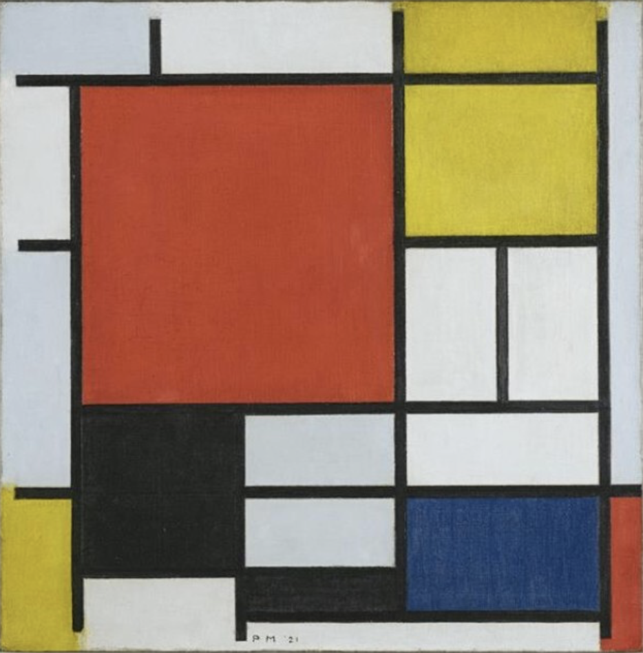 Composition with Large Red Plane, Yellow, Black, Gray, and Blue - 1921