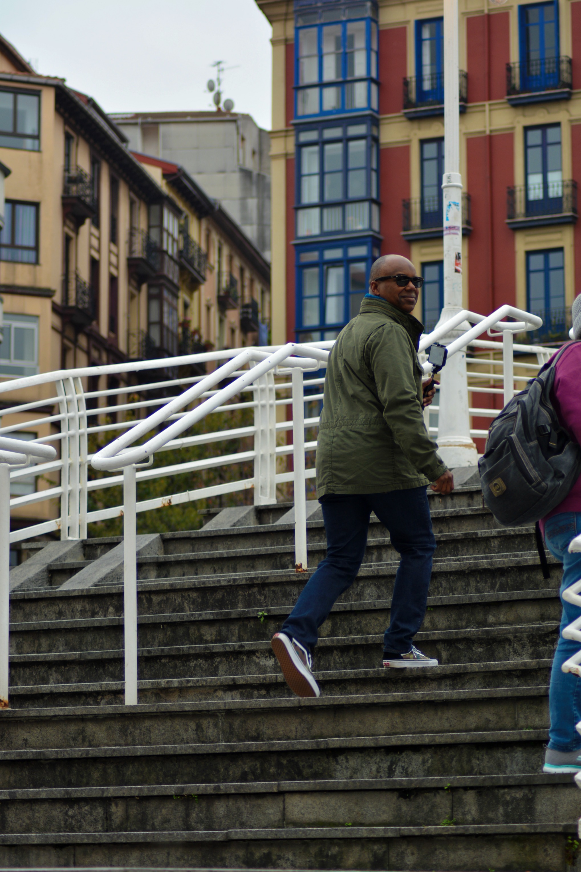 Blog - Bilbao - Kev Climbing Stairs.jpg