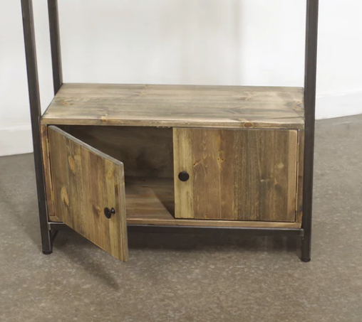 Bookcase No. 1 Cupboard Gunmetal - Pine (Close up).png