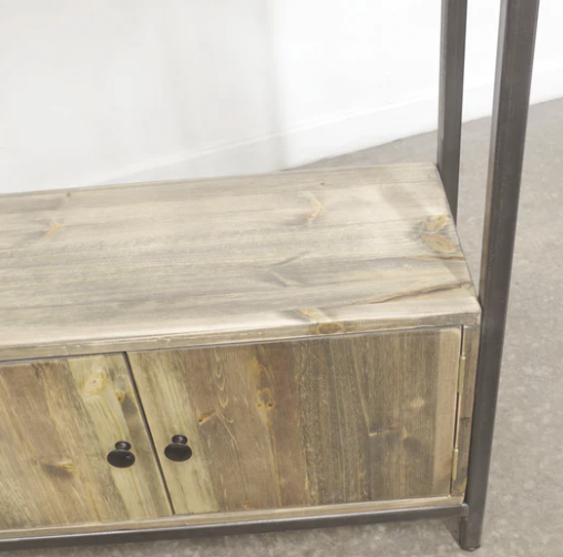 Bookcase No. 1 Cupboard Gunmetal - Pine (Close up cupboard).png
