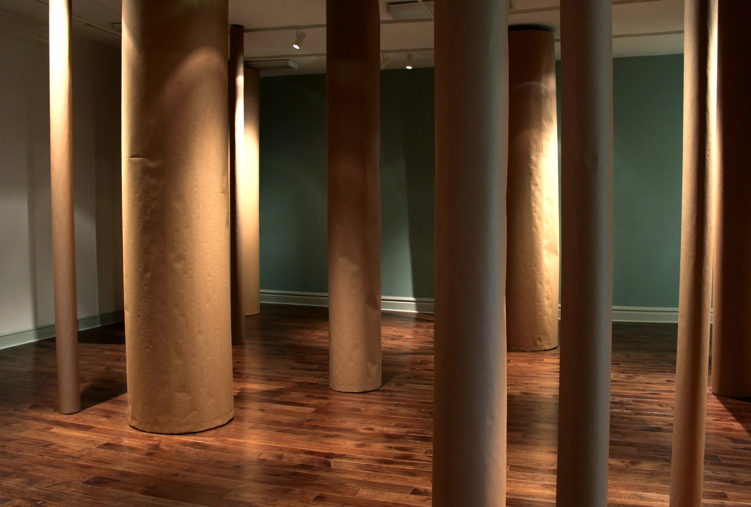 Paper Forest / 2011 / Kraft paper, burlap, wood shavings / 12' x 33' x 40'