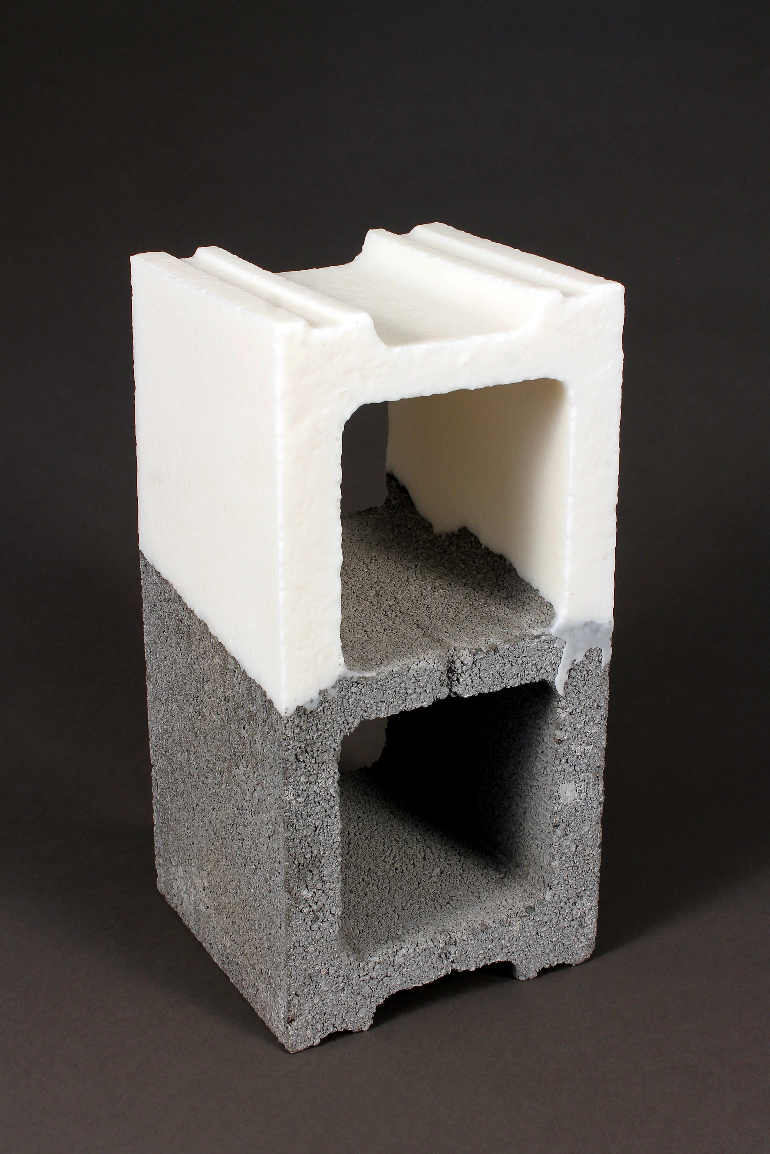 Making Amends No. 18 (wax block) / 2021 / Broken cinderblock, paraffin wax, C-print / 16” x 8” x 8”