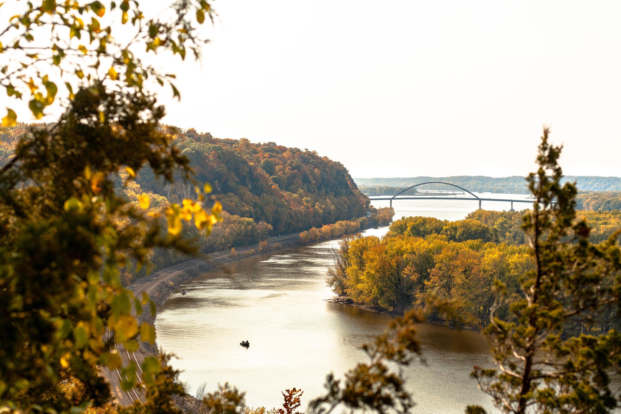 The Mississippi River as seen from above at Mississippi Palisades State Park