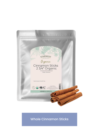 Starwest Botanicals Organic Cinnamon Sticks Whole - Spice for Tea, Cooking, &amp; Baking, Korintje Cinnamon, Sweet &amp; Mellow Flavor, Certified Kosher, Non-GMO - Bulk 1 lb Bag