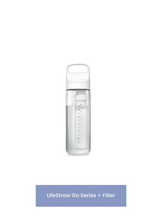 LifeStraw Go Series – BPA-Free Water Filter Bottle for Travel and Everyday use removes Bacteria, parasites and microplastics, Improves Taste, 22oz; Clear