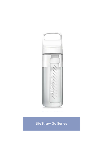 LifeStraw Go Series – BPA-Free Water Filter Bottle for Travel and Everyday use removes Bacteria, parasites and microplastics, Improves Taste, 22oz; Clear
