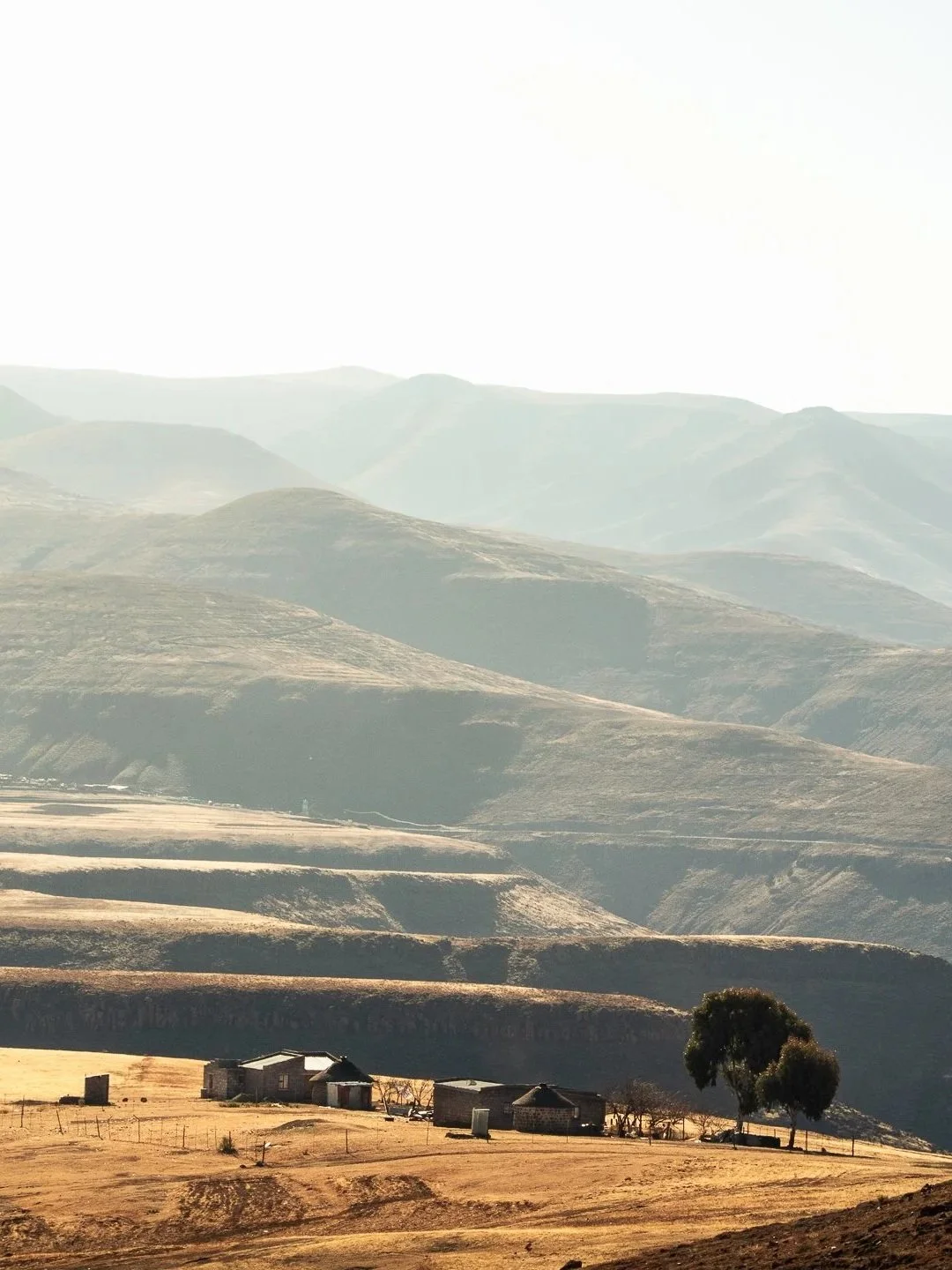 Driving through mountains in Lesotho, Southern Africa