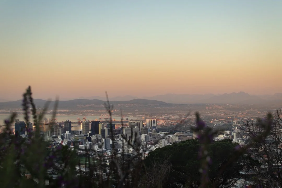 Sun sets over Cape Town, South Africa