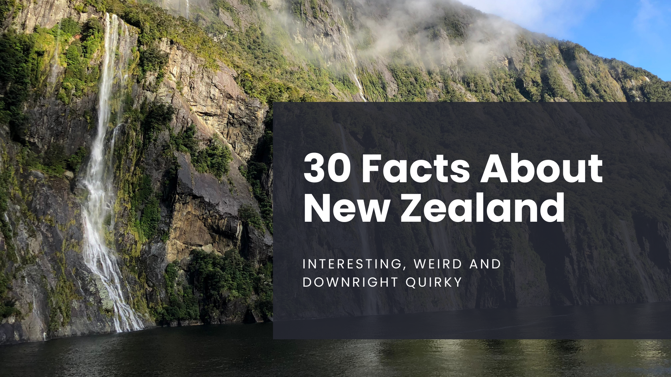 Waterfalls flow down the fjords in New Zealand, and into the famed Milford Sound