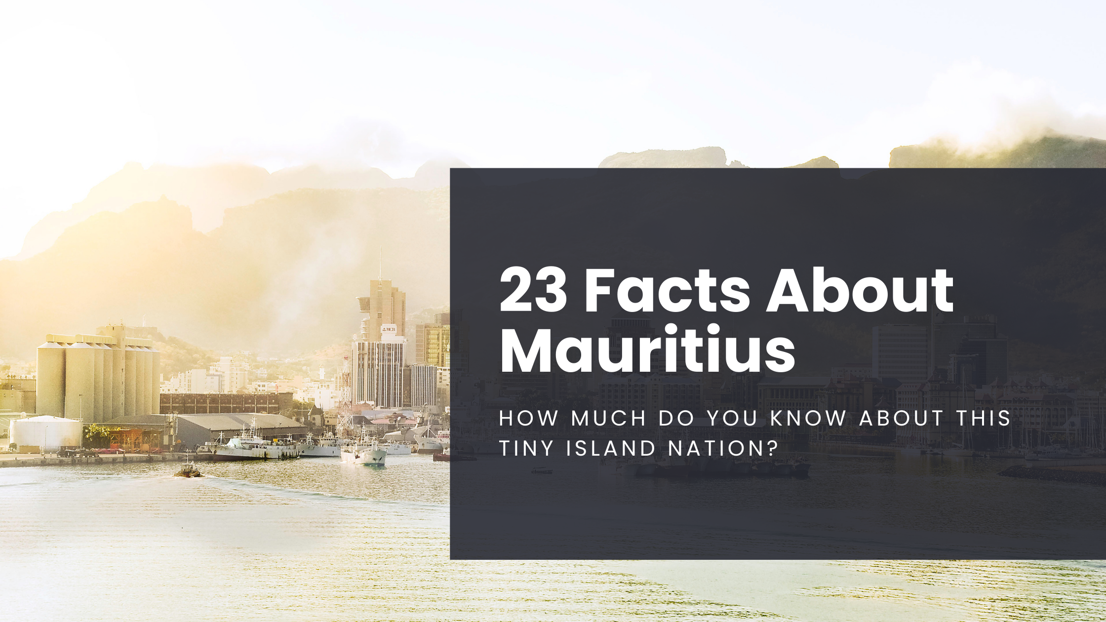 The tiny capital city of Port Louis, Mauritius glows yellow in the aternoon sunlight, as seen from the water