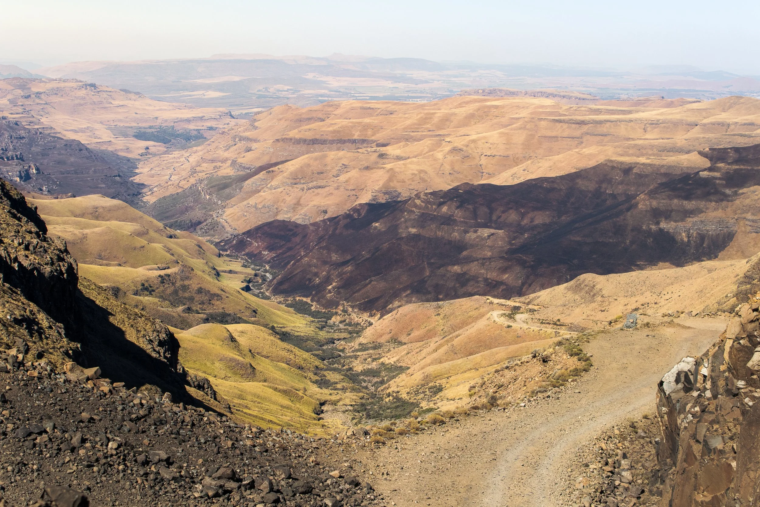 The Sani Pass is comprised of steep declines, perilous drop offs, and narrow roads.