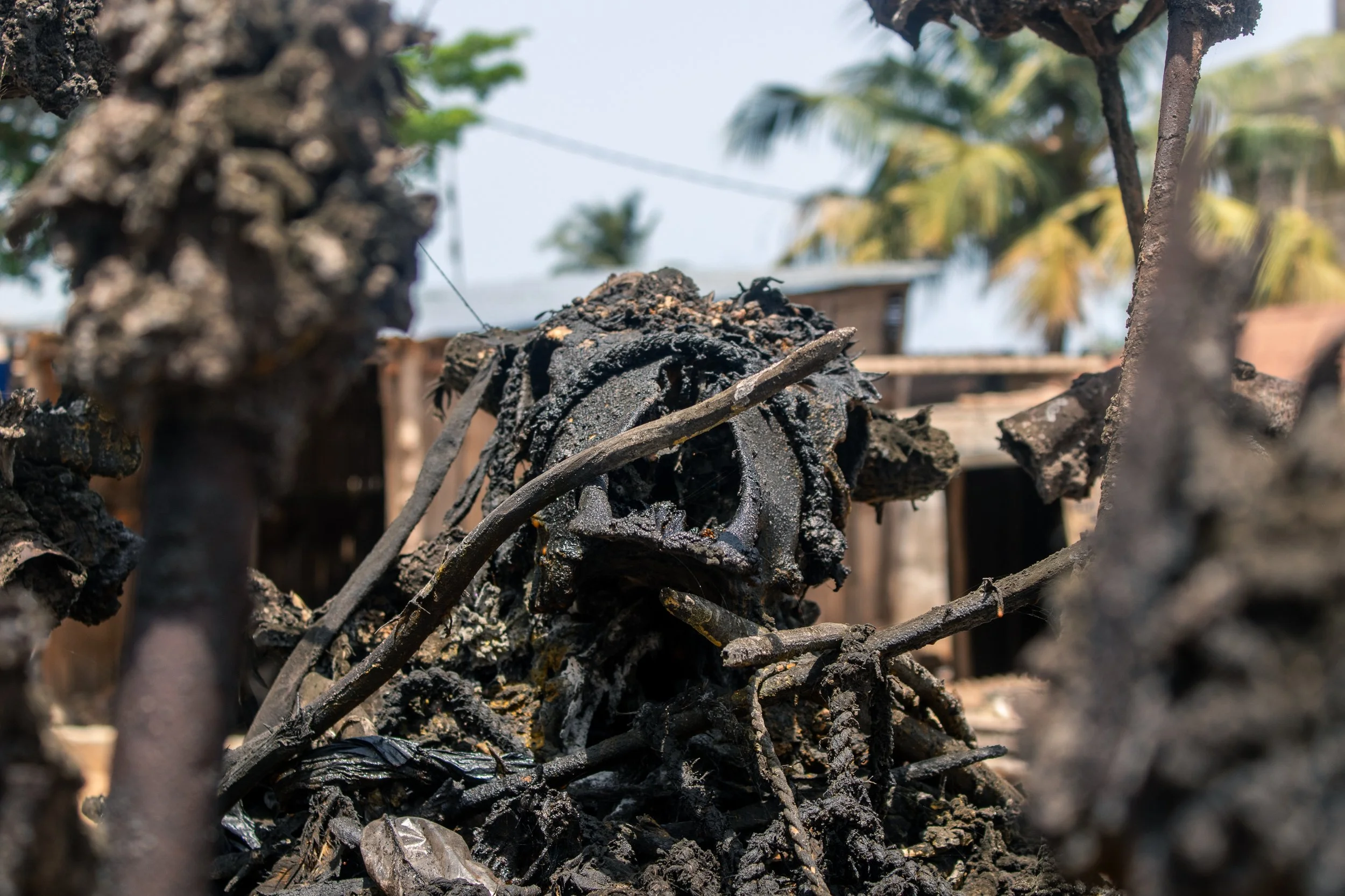 A blood sacrifice sculpture is stained black from the intense sun at the Akodessawa Fetish Market in Togo, West Africa, the largest of its kind in the world