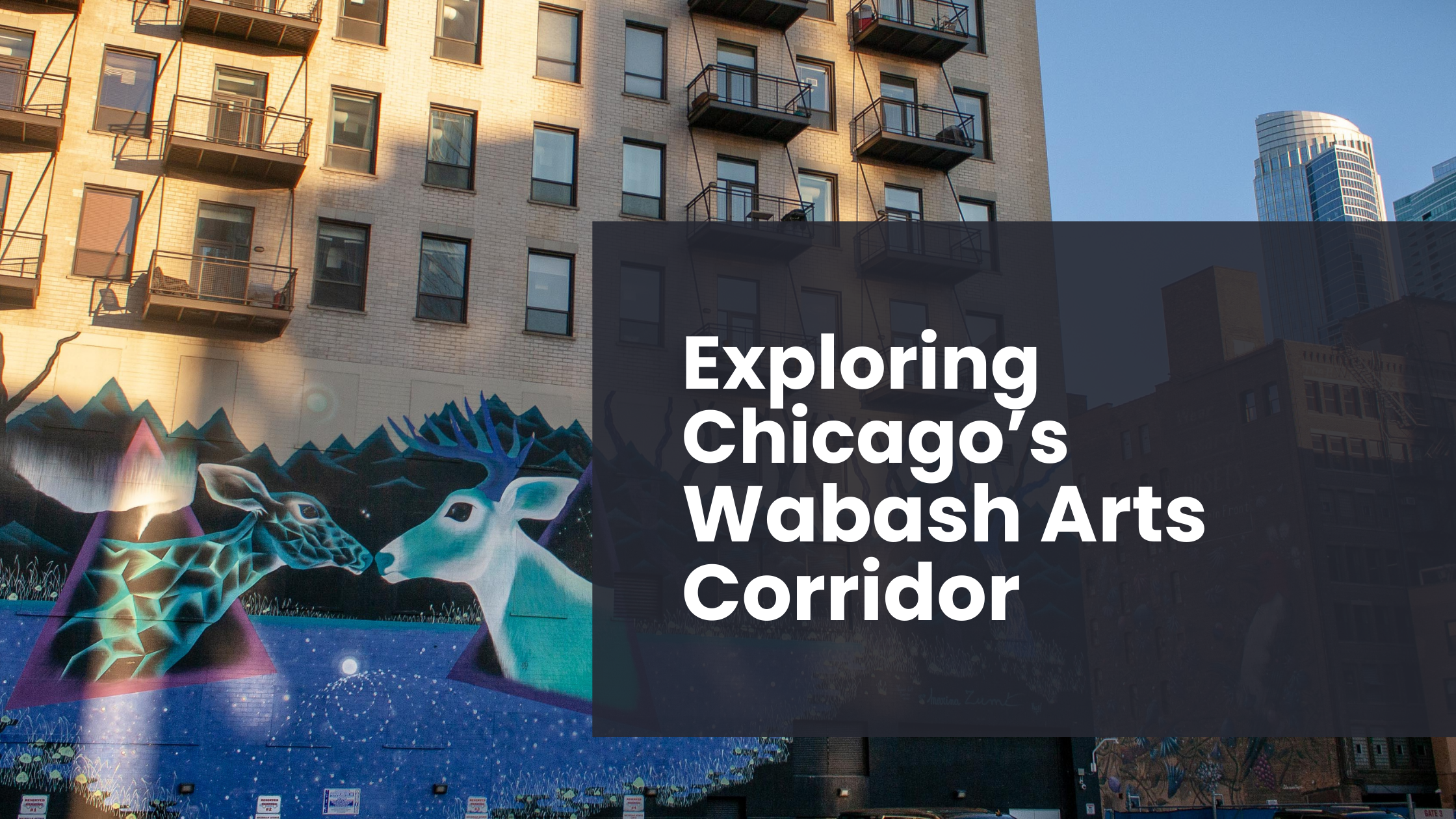 A mural of two deer on the side of a building in Chicago, part of the city's Wabash Arts Corridor