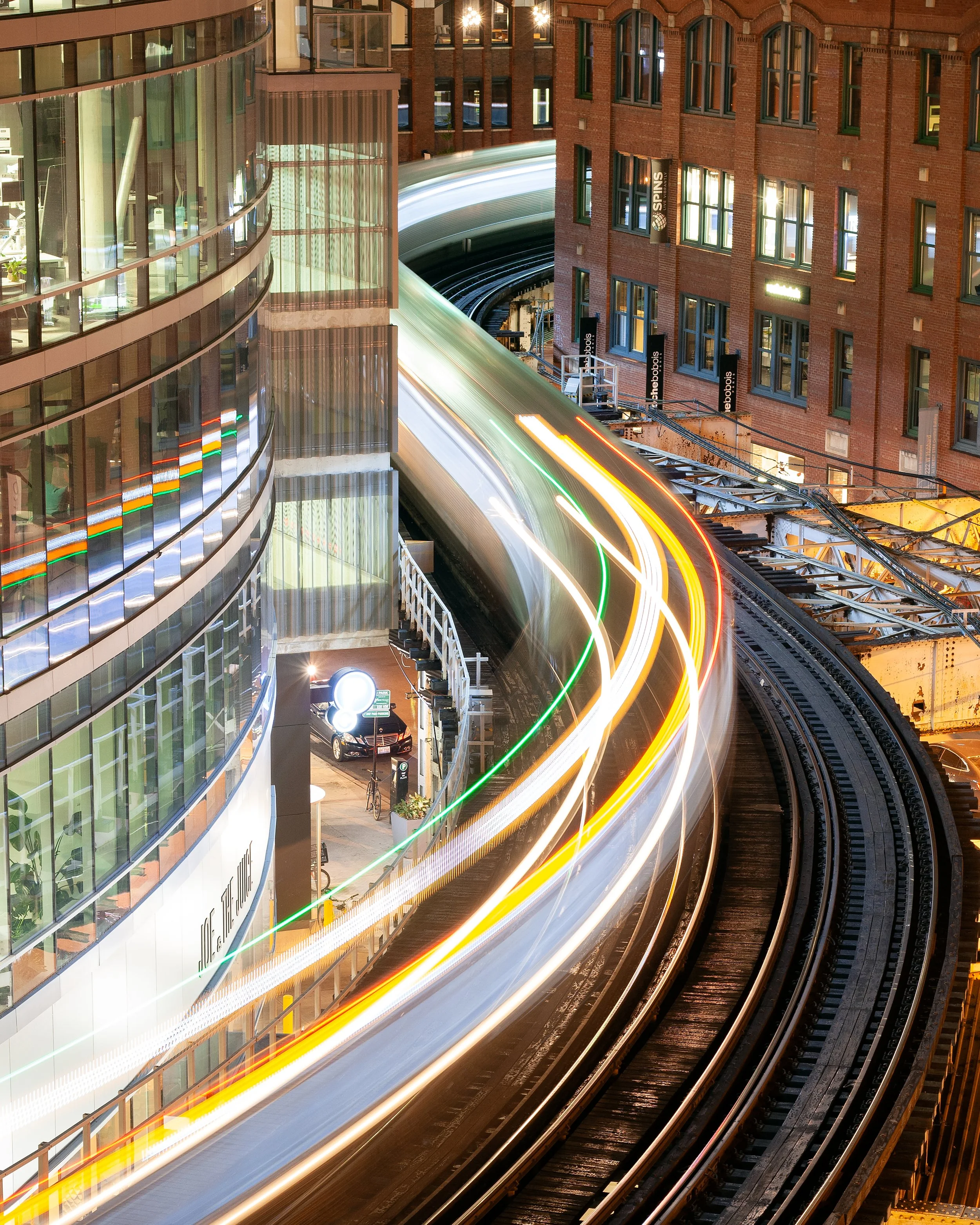 L Train Light Trails, Chicago, USA