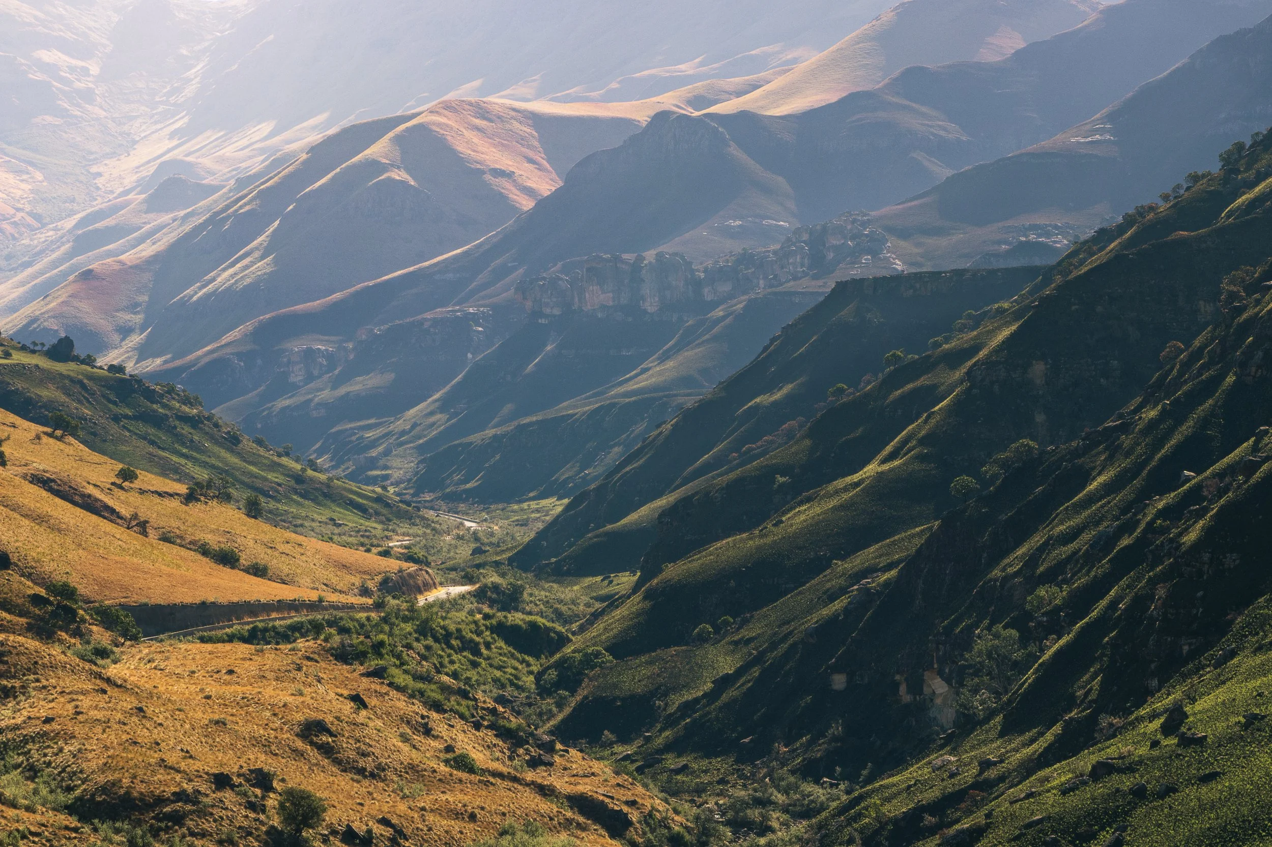 The infamous Sani Pass as viewed from the bottom on the South African side