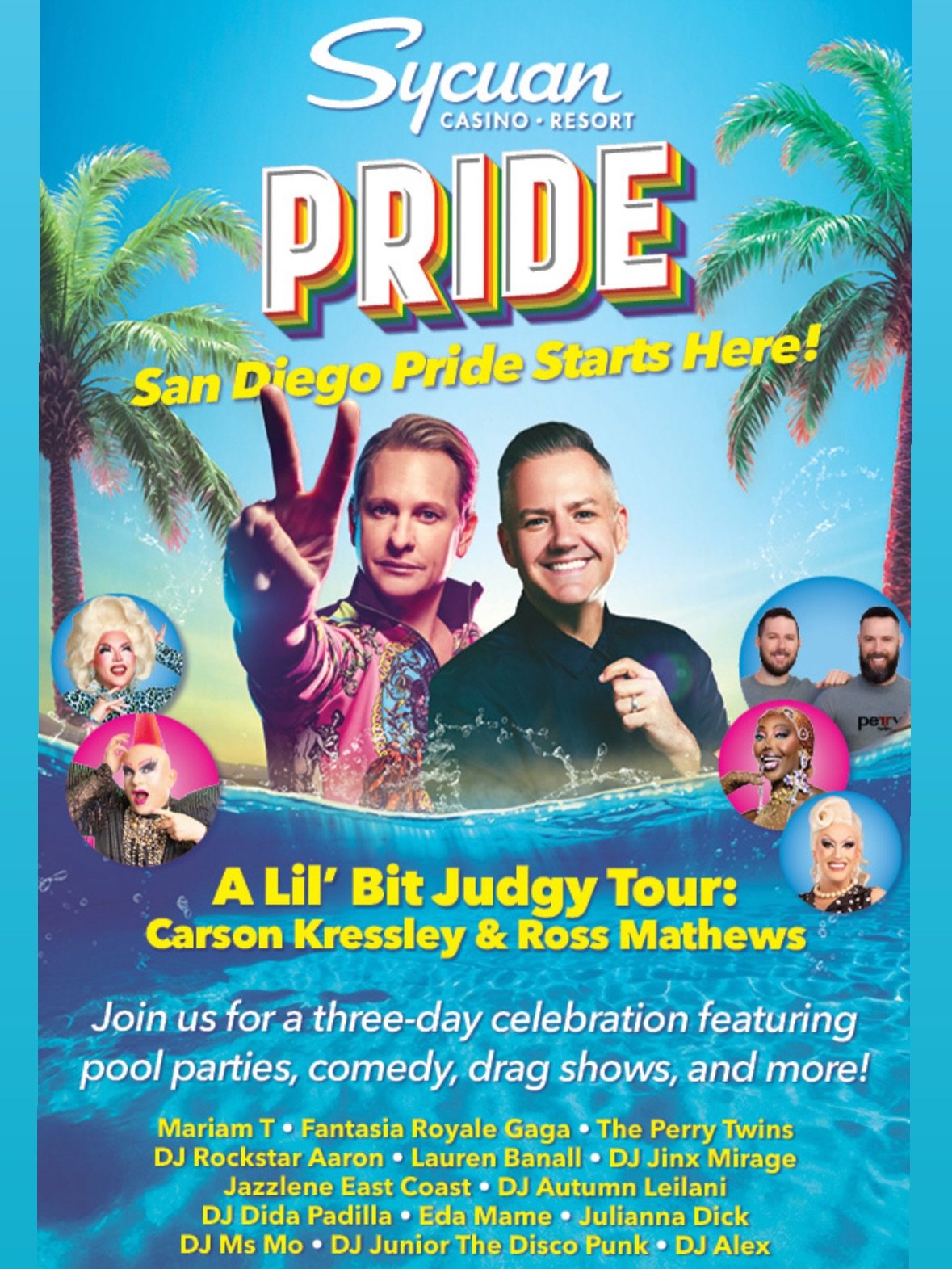 San Diego Pride Starts Here! June 26 &ndash; 28 at @sycuan_casinoresort  I&rsquo;ll be DJ&rsquo;ing Saturday &amp; Sunday!

Three days of Music, Drag, Comedy, Pool Parties, and More!
San Diego Pride is just around the corner, and Sycuan Casino Resort