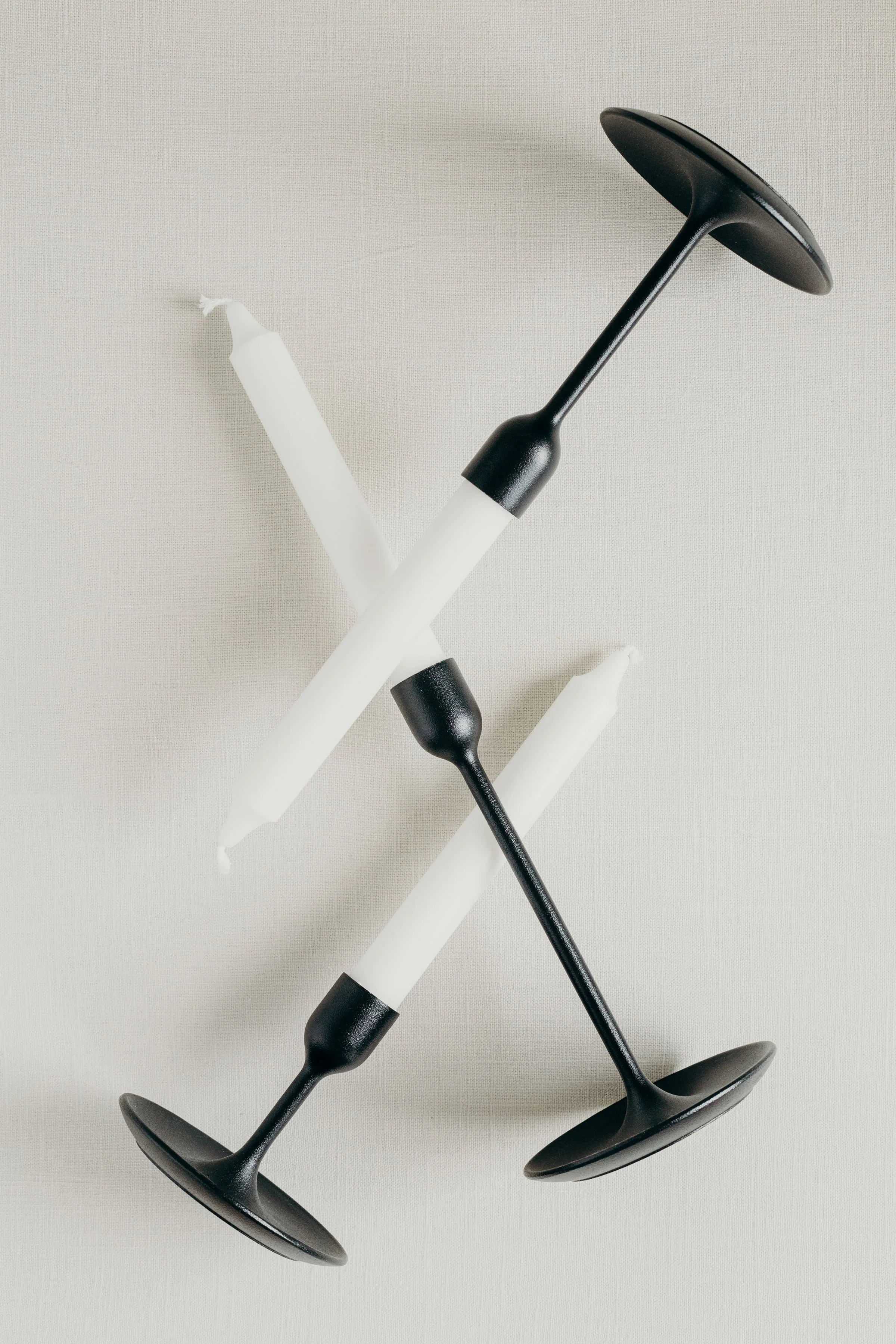Black Metal trio candle stick holders