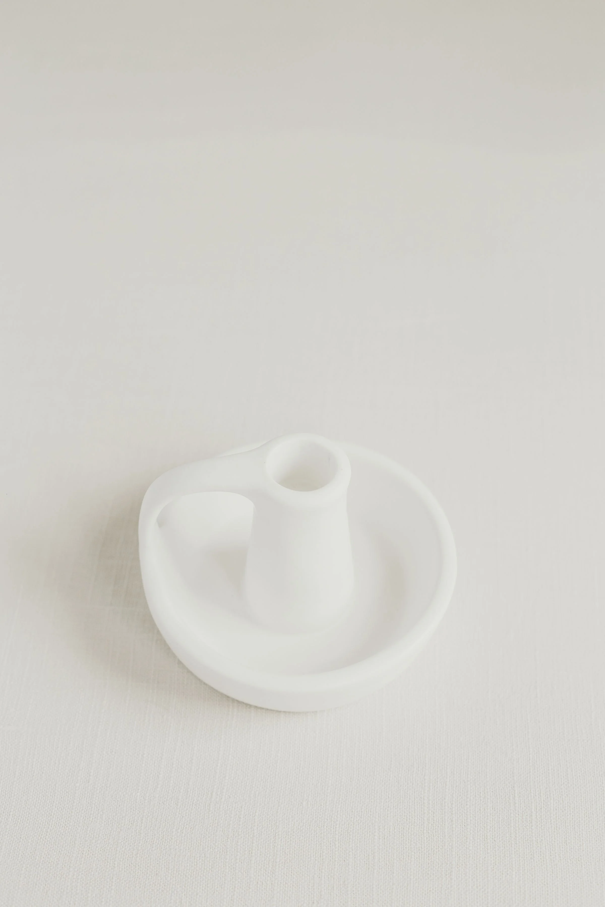 White clay handle candlestick holders