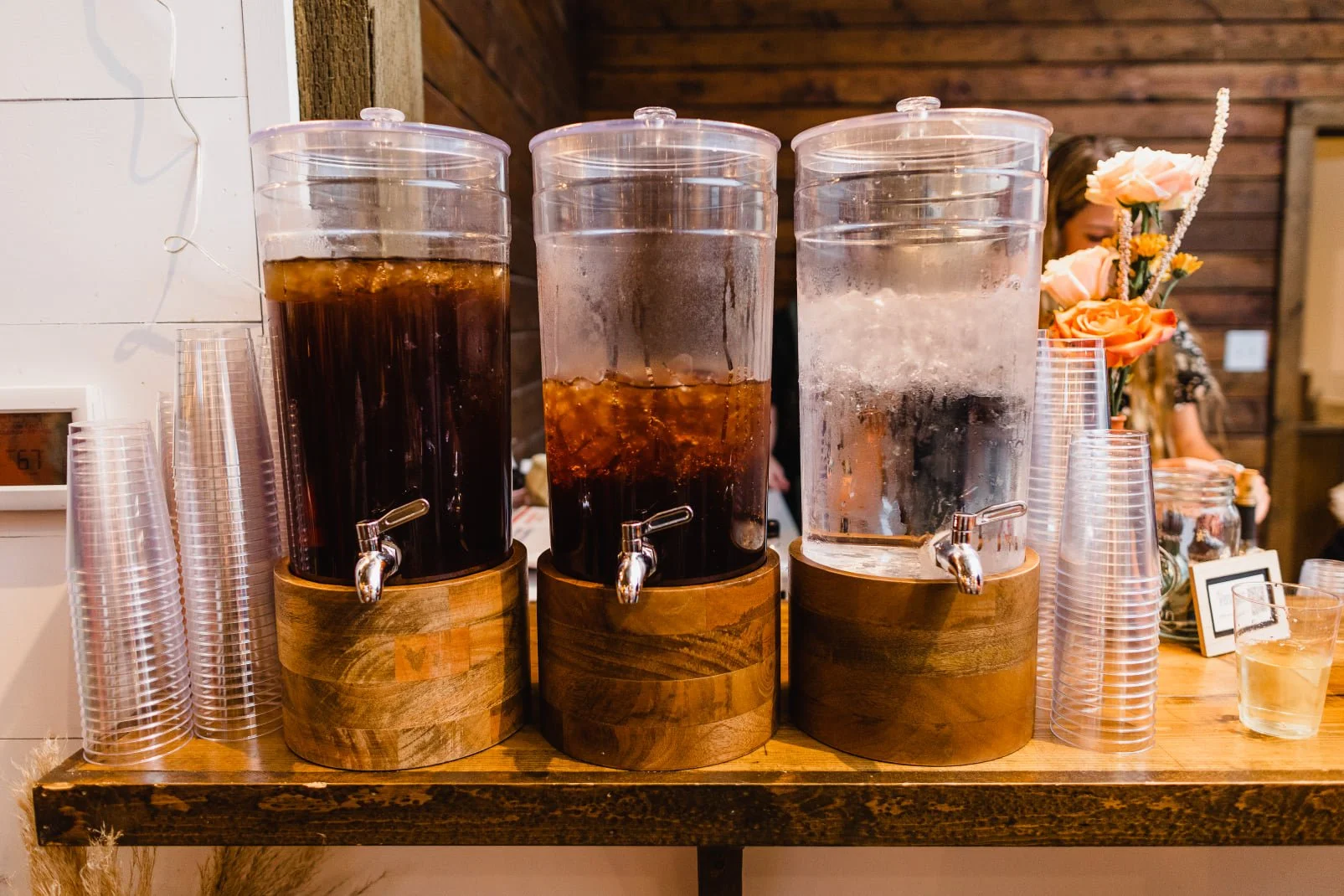 Acrylic Drink Dispenser with Wood Stand