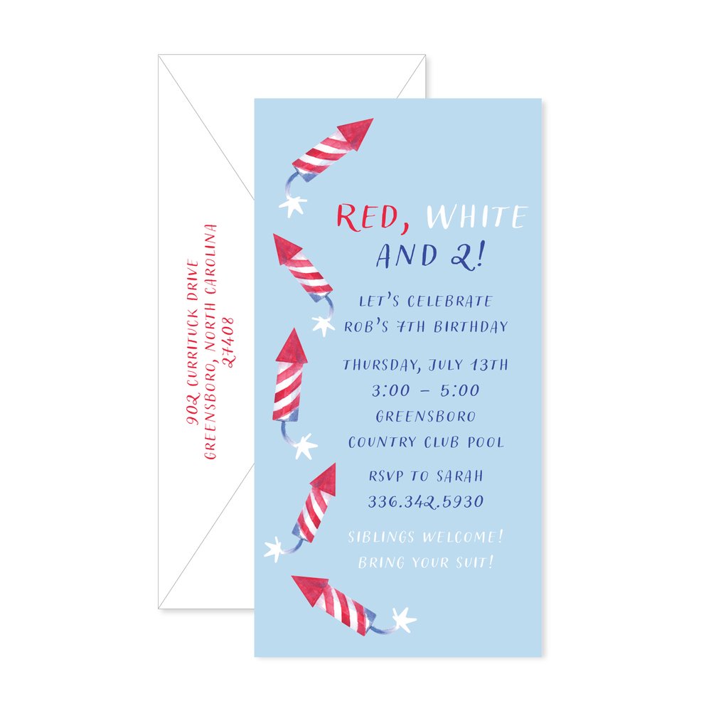 Red White and Blue Fourth of July Invitation