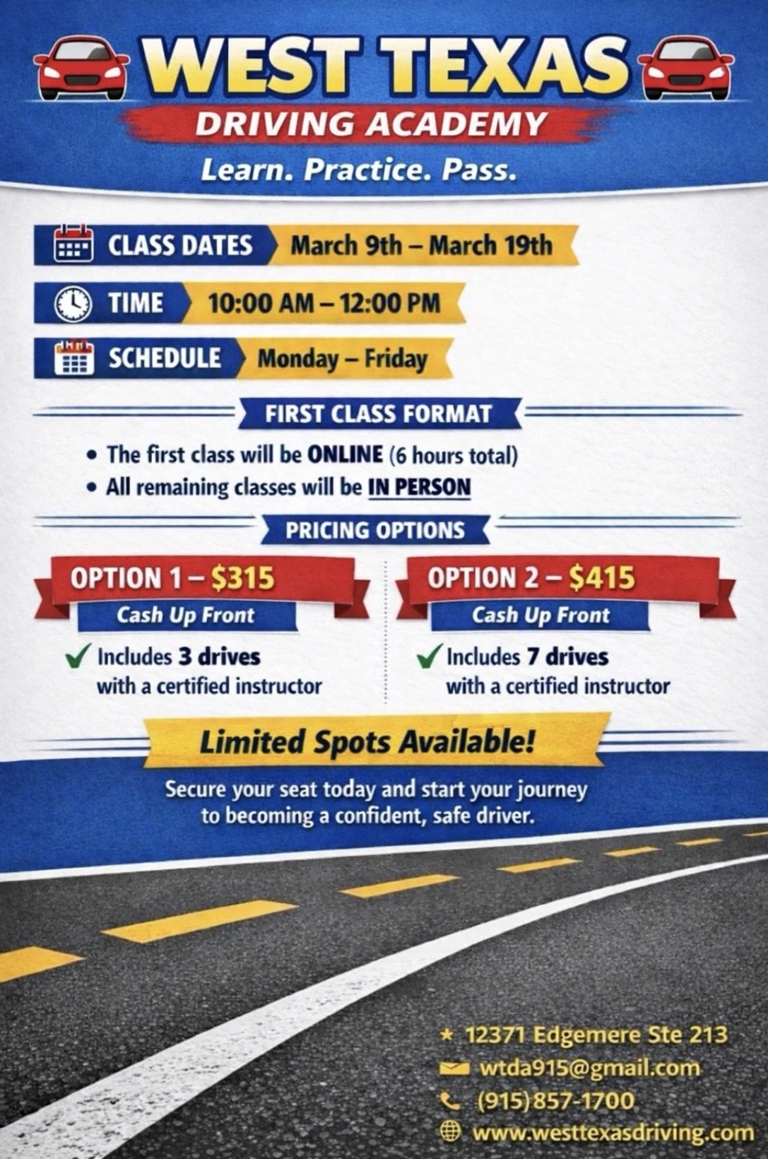 Spring Break Class Special !