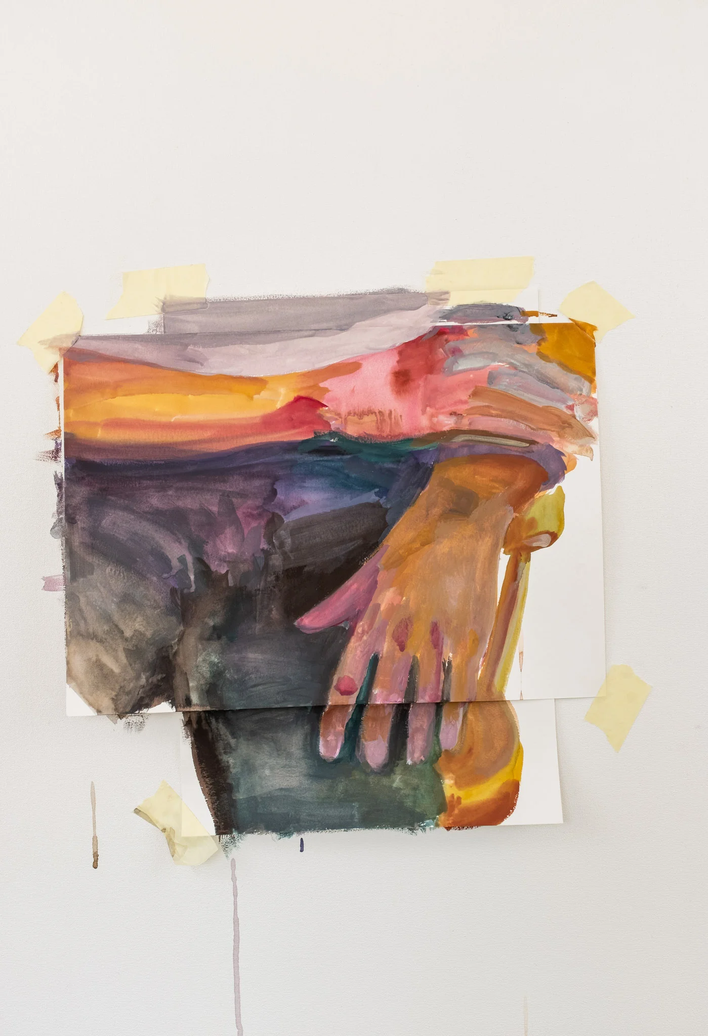 His hands. 2019Gouache on paper and canvas90cm x 60cmR14 000 framed