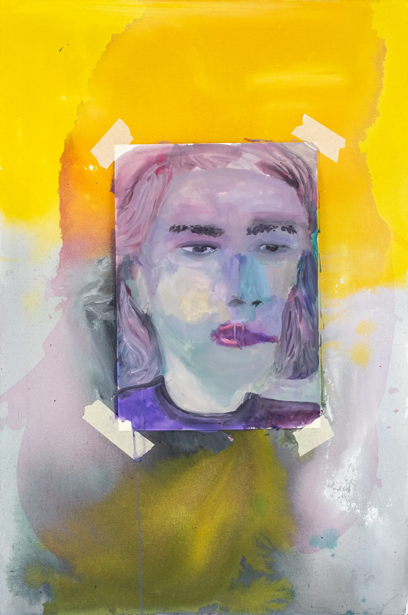 Learning New Ways With You. 2019Acrylic and Acrylic ink, on Canvas and Paper90cm x 60cmPrivate Collection