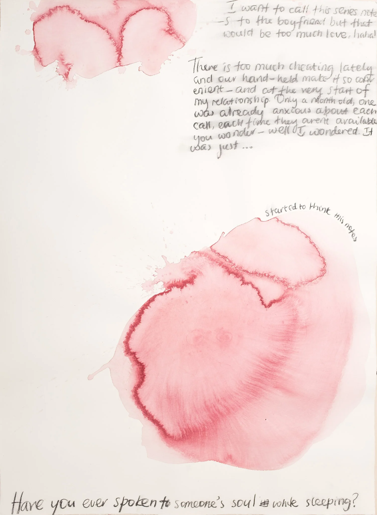 Insecurities. 2017Arcylic and ink on Hahnemühle107 x 78cmFramedPrivate Collection