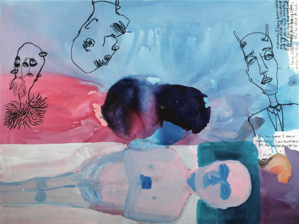 Failing to sleep. 2017Acrylic and charco on canvas150 x 200cmUnframedPrivate Collection