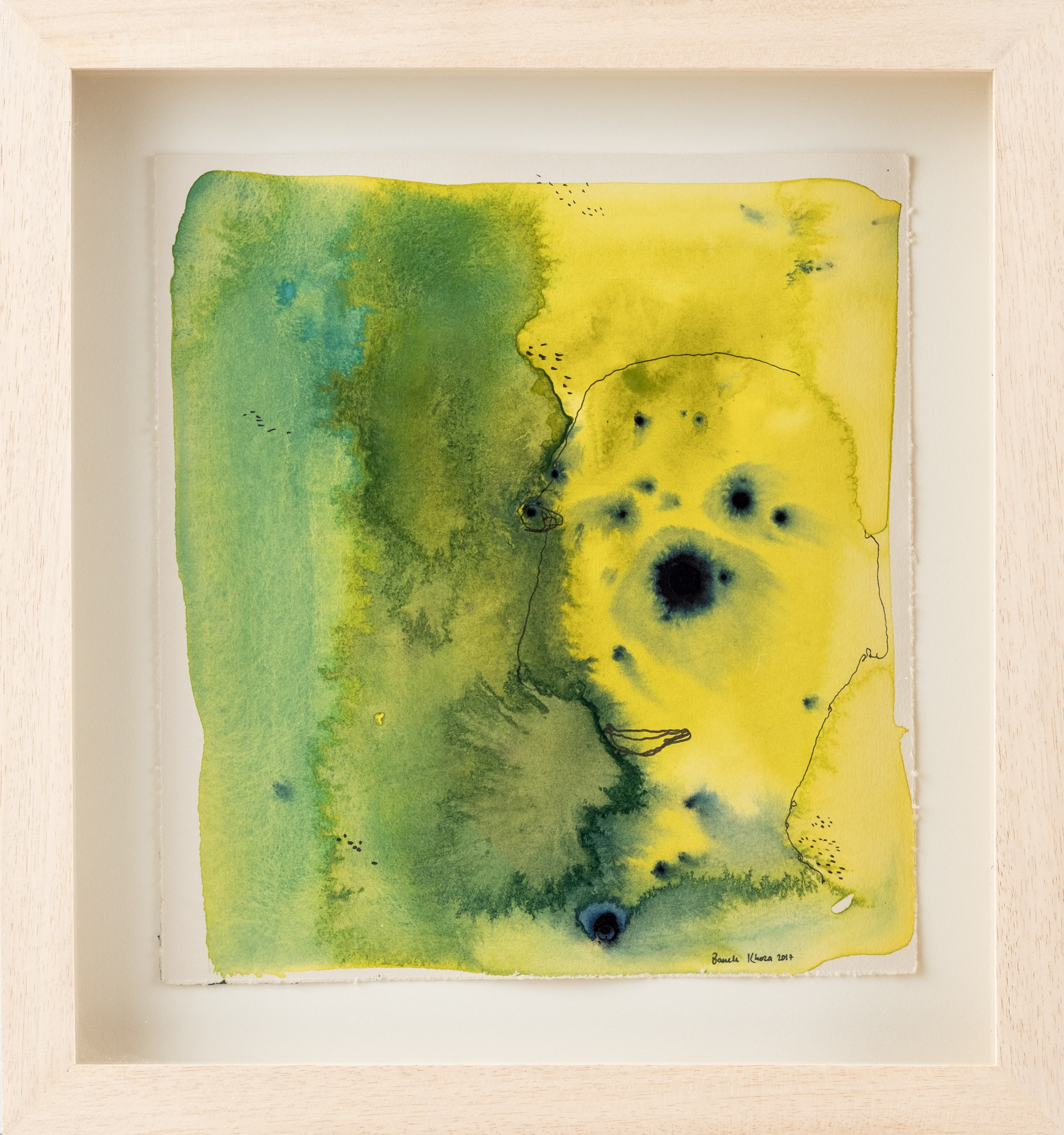 Navigating in the unknown. 2017Acrylic and ink on Hahnemühle25 x 23cmFramedPrivate Collection