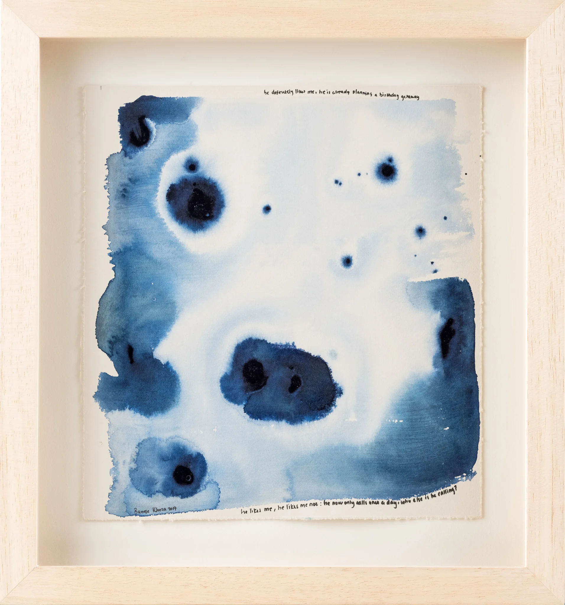 He likes me, he likes me not. 2017Acrylic and ink on Hahnemühle25 x 23cmFramedPrivate Collection