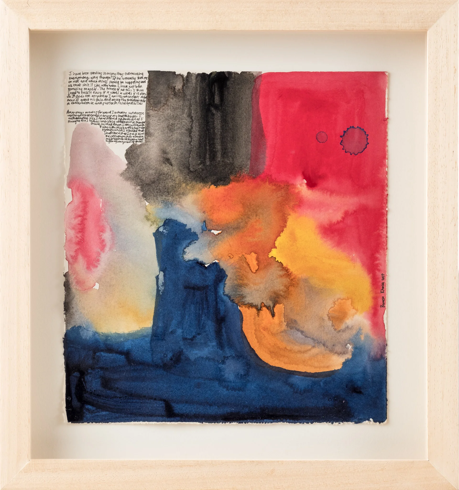 Moral; take it easy. 2017Acrylic and ink on Hahnemühle25 x 23cmFramed