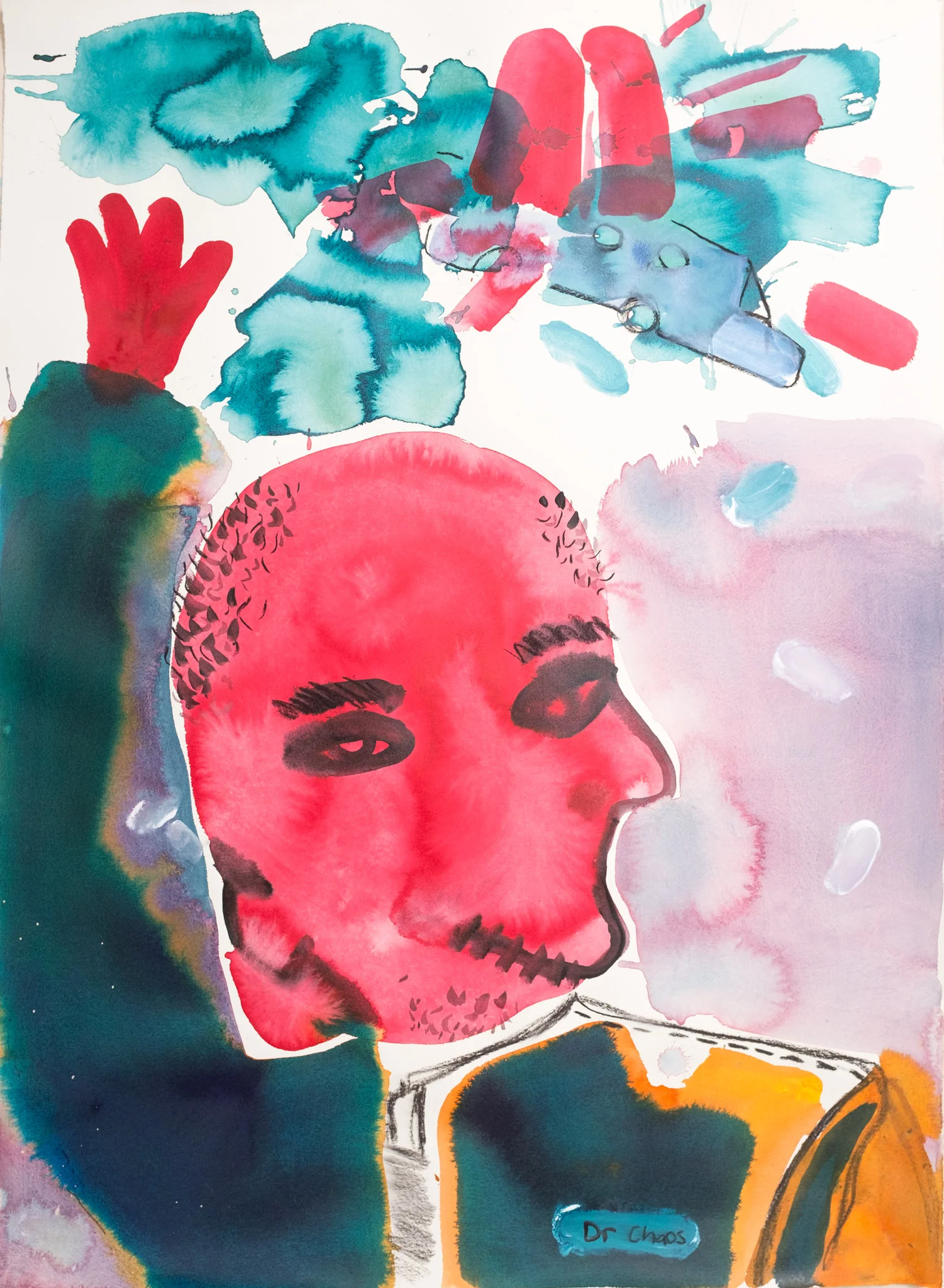 Dr Chaos. 2017Acrylic and ink on Hahnemühle107 x 78cmPrivate Collection