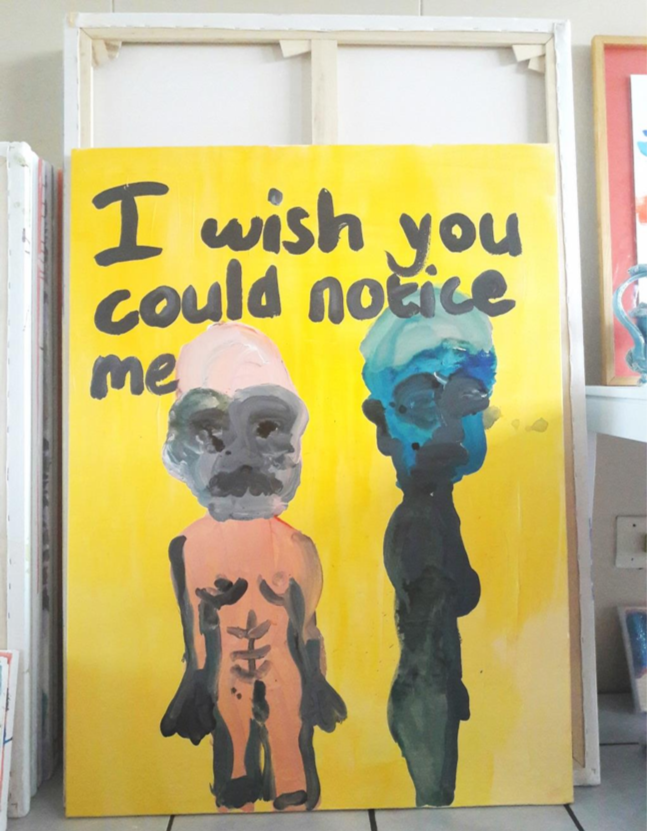 I wish you could notice me914mm x 1219mm Acrylic and ink 2017Private Collection
