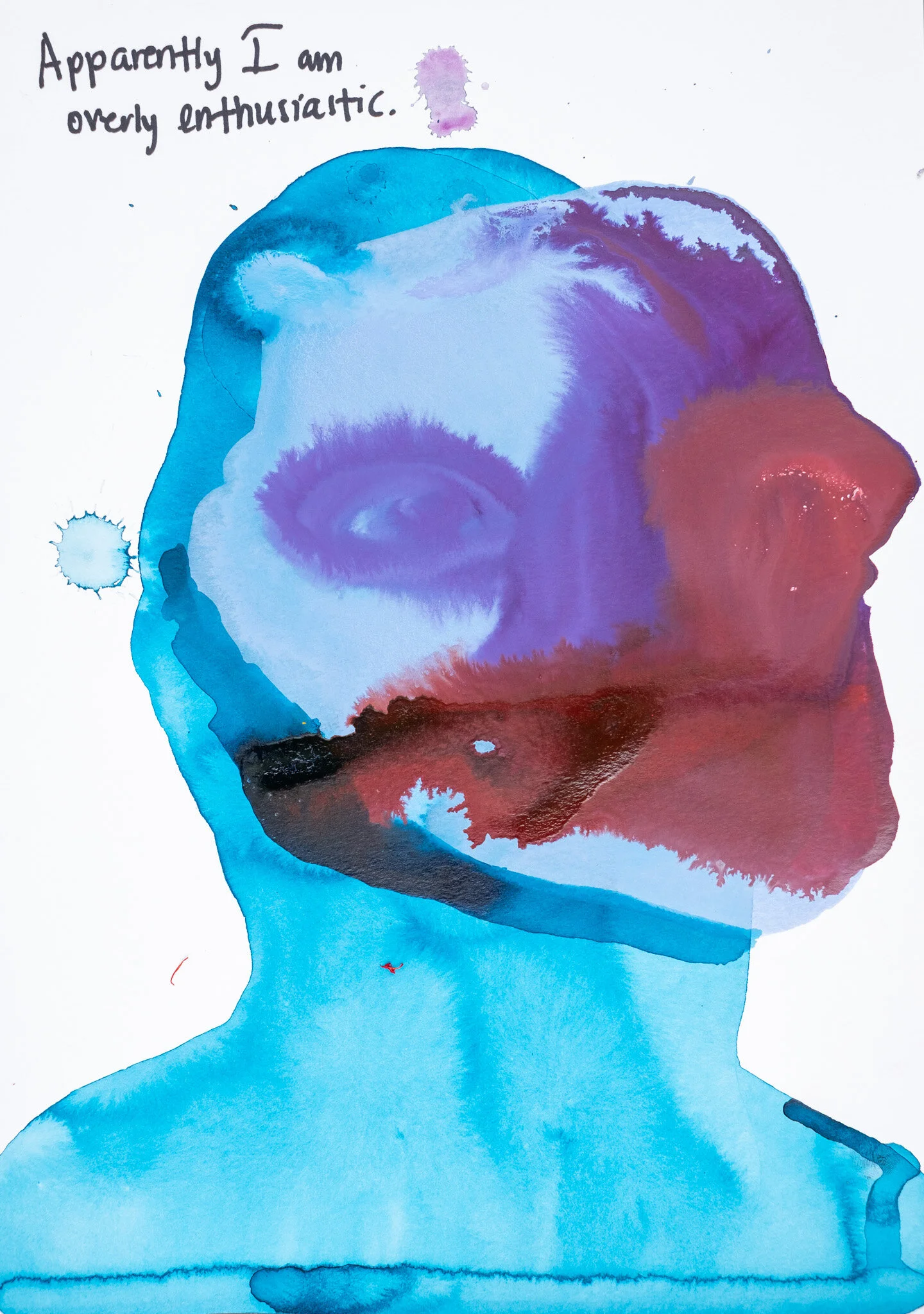 Overly enthusiasticAcrylic and ink on Aquarelle paper29,7cm x 42cmUnframed2019Available on request