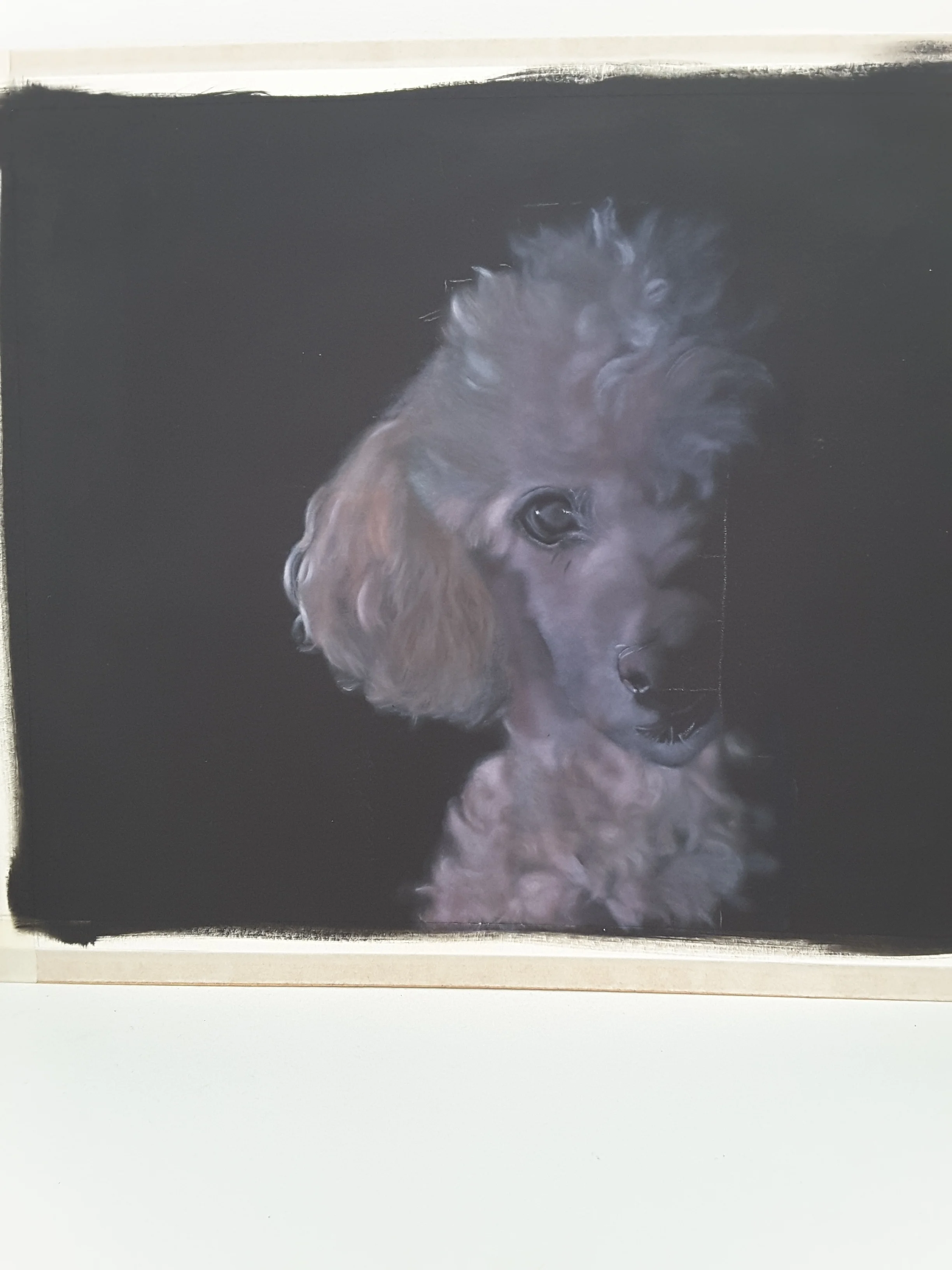 This is when I have completed applying the basic values, tones and Mid-tones all done with oil paint.