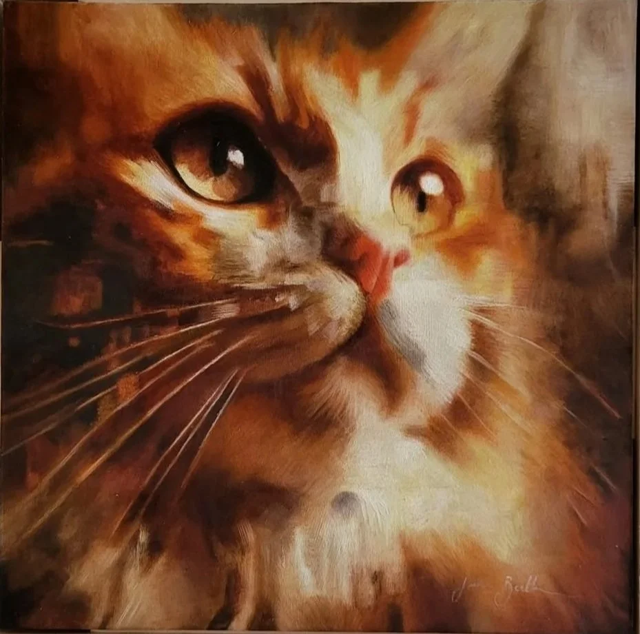 Ginger cat created in a loose style using oil paint - This item is available for sale