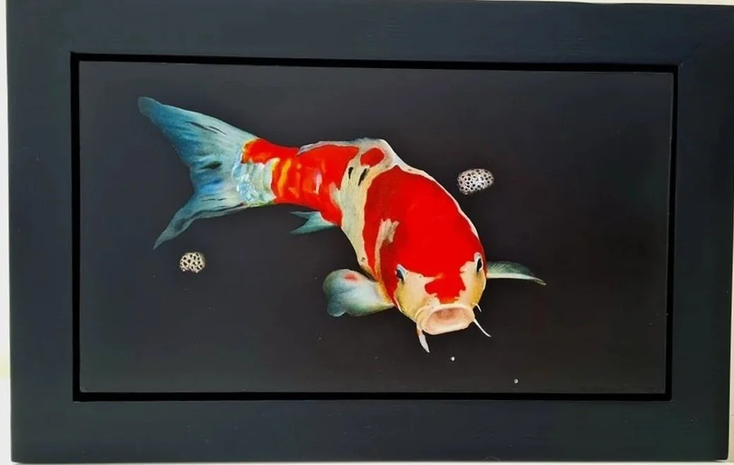 Framed Koi Carp - 16" x 8" - Sold